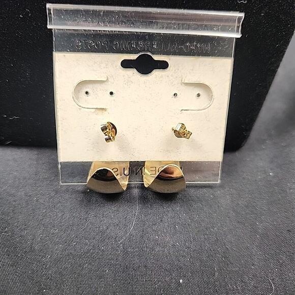 Lot of 5 Pairs of Pierced Gold Tone Fashion Hoop Earrings NEW - Picture 8 of 9